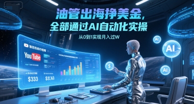 油管出海挣美金，全部通过AI自动化实操，从0到1实现月入过W-淘米帮