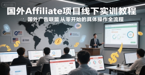 国外Affiliate项目线下实训教程，国外广告联盟从零开始的具体操作全流程-淘米帮