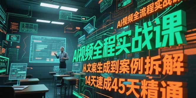 AI视频全流程实战课，从文案生成到案例拆解，14天速成45天精通-淘米帮