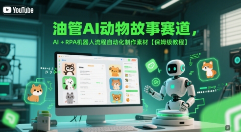 油管AI动物故事赛道，AI+RPA机器人流程自动化制作素材【保姆级教程】-淘米帮