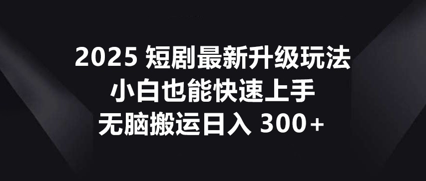 2025短剧最新升级玩法，小白也能快速上手，无脑搬运日入300+-淘米帮