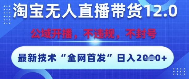淘宝无人直播带货12.0，最新技术，不封号，不违规，操作简单，开播爆单，日入多张【揭秘】-淘米帮