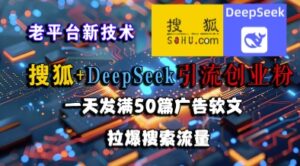 搜狐+DeepSeek引流创业粉，老平台新技术，一天发满50篇广告软文，拉爆搜索流量-淘米帮