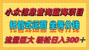 稳定日入300+,小众信息查询蓝海项目,全程懒人式托管,解放你的时间-淘米帮