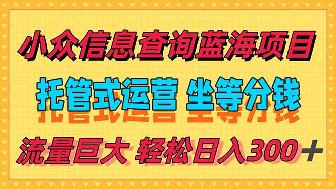 稳定日入300＋，小众信息查询蓝海项目，全程懒人式托管，解放你的时间-淘米帮