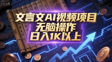 文言文AI视频项目，无脑操作，日入1K以上-淘米帮