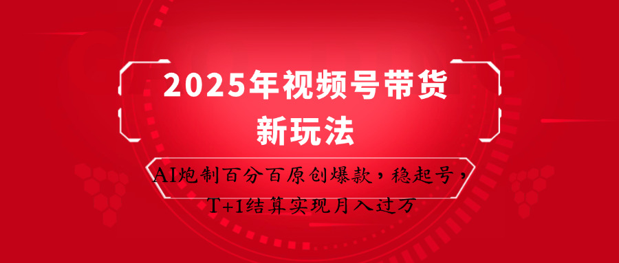 2025年视频号带货新玩法：AI炮制百分百原创爆款，稳起号，T+1结算实现月入过万-淘米帮