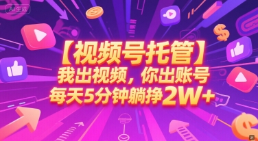 【视频号托管 】我出视频，你出账号，每天5分钟发布，最高躺挣2W+【揭秘】-淘米帮