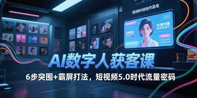 AI数字人获客课，6步突围+霸屏打法，短视频5.0时代流量密码-淘米帮