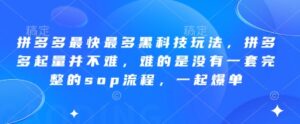 拼多多最快最多黑科技玩法,拼多多起量并不难,难的是没有一套完整的sop流程,一起爆单(更新6月)-淘米帮