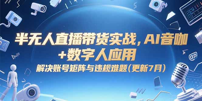 半无人直播带货实战，AI音咖+数字人应用 解决账号矩阵与违规难题(更新7月-淘米帮