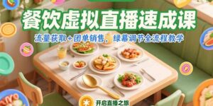 餐饮虚拟直播速成课，流量获取+团单销售，绿幕调节全流程教学-淘米帮