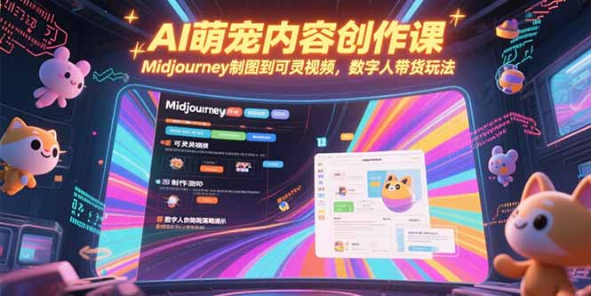 AI萌宠内容创作课，Midjourney制图到可灵视频，数字人带货玩法-淘米帮