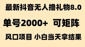 抖音无人撸礼物8.0玩法 全新风口 见效果快 全无人 单号当天产出2000+-淘米帮