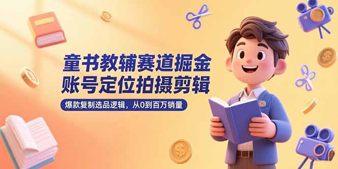 童书教辅赛道掘金，账号定位拍摄剪辑，爆款复制选品逻辑，从0到百万销量-淘米帮