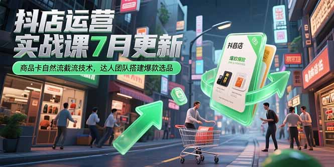 抖店运营实战课7月更新，商品卡自然流截流技术，达人团队搭建爆款选品-淘米帮