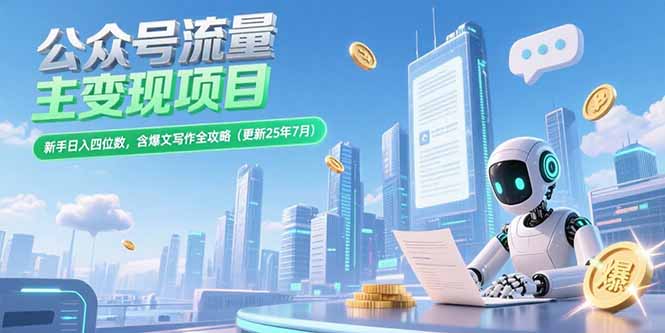 公众号流量主变现项目，新手日入四位数，含爆文写作全攻略(更新25年7月-淘米帮