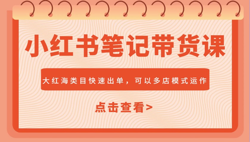 小红书笔记带货课，大红海类目快速出单，市场大，可以多店模式运作(更新)-淘米帮