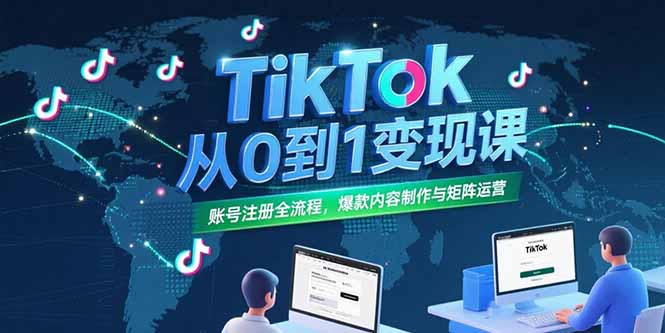 TikTok从0到1变现课，账号注册全流程，爆款内容制作与矩阵运营-淘米帮