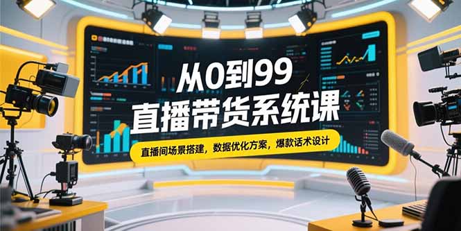 从0到99直播带货系统课，直播间场景搭建，数据优化方案，爆款话术设计-淘米帮