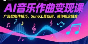 AI音乐作曲变现课,广告歌制作技巧,Suno工具应用,唐诗摇滚融合-淘米帮