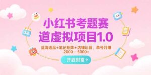 小红书考题赛道虚拟项目1.0，蓝海选品+笔记矩阵+店铺运营，单号月赚5000+-淘米帮