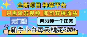 全新项目 种草平台 只需要转发任务视频 即可获得收益 新手小白每天300+-淘米帮