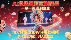 AI复活国潮京剧花旦，一颦一笑美到窒息，10分钟做出10W+爆款视频，多种变现方式-淘米帮