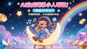 AI生成萌系小人唱歌！0基础3分钟出片，28个作品涨粉9万，日赚四位数，小白直接抄作业-淘米帮