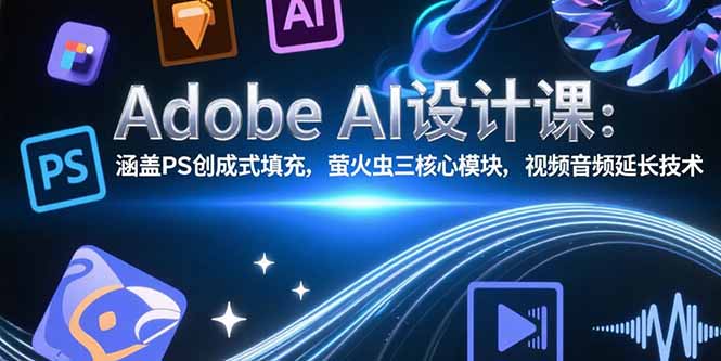 Adobe AI设计课：涵盖PS创成式填充，萤火虫三核心模块，视频音频延长技术-淘米帮