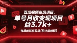 西瓜视频变现项目,单号月收益3.7k+,有播放就有收益(附详细教程)-淘米帮