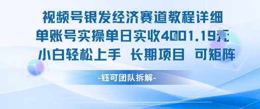 视频号银发经济赛道单账号实操单日实收1k+，小白轻松上手长期项目-淘米帮