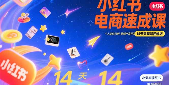 小红书虚拟电商速成课：个人定位分析，原创产品开发，14天变现路径规划-淘米帮