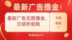 最新广告无限撸金，日结秒到，管道40%-淘米帮