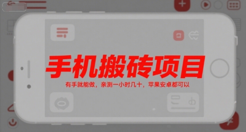 手机搬砖项目，有手就能做，亲测一小时几十，苹果安卓都可以-淘米帮