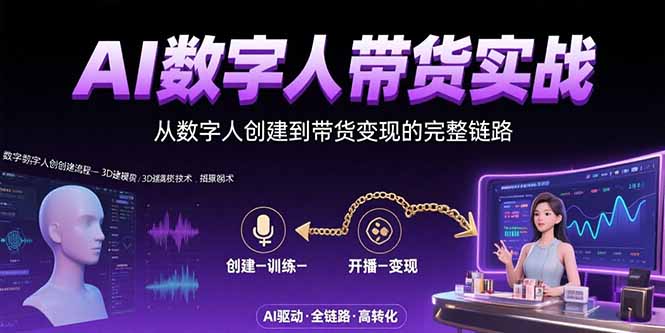 AI数字人+带货实战：从数字人创建到带货变现的完整链路-淘米帮