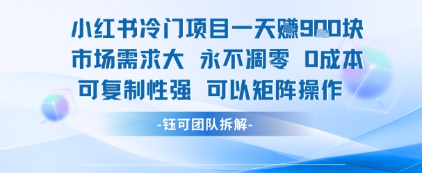 小红书冷门项目一天收益9张，市场需求大，0成本，可复制性强可以矩阵操作-淘米帮