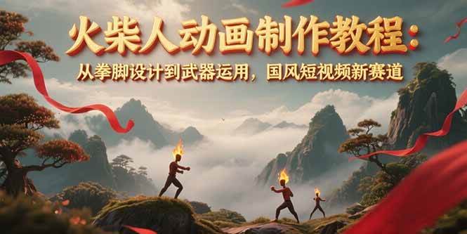 火柴人动画制作教程：从拳脚设计到武器运用，国风短视频新赛道-淘米帮