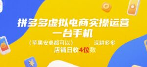 拼多多虚拟电商实操运营，一台手机(苹果安卓都可以)，深耕多多店铺日收4位数-淘米帮