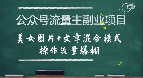 公众号流量主副业项目，美女图片+文章混合模式操作流量爆棚-淘米帮