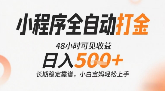 小程序全自动打金，快速可见收益，日入5张+长期稳定靠谱，操作简单【揭秘】-淘米帮
