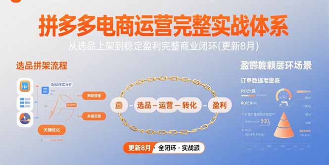 拼多多电商运营完整实战体系，从选品上架到稳定盈利完整商业闭环(更新8月-淘米帮