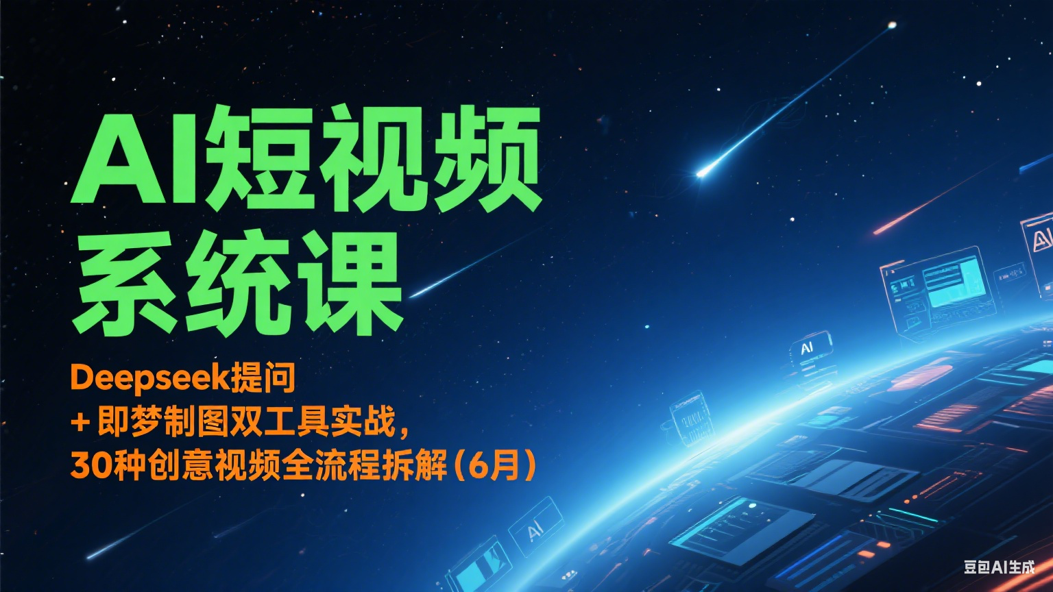 AI短视频系统课：Deepseek提问 + 即梦制图双工具实战，30种创意视频全流程拆解(6月)-淘米帮