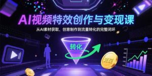 AI视频特效创作与变现课：从AI素材获取、创意制作到流量转化的完整闭环-淘米帮