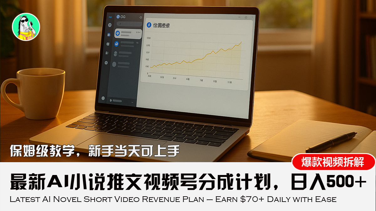 最新AI小说推文视频号分成计划，新手小白也能当天日入500+教程-淘米帮