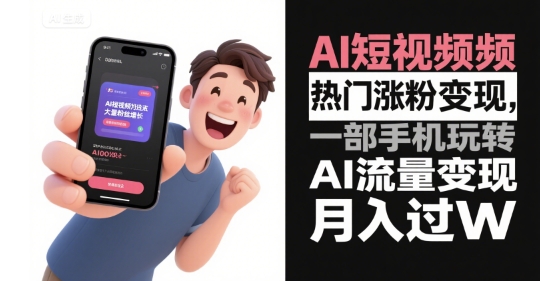 AI短视频热门涨粉变现，一部手机玩转AI流量变现，月入过W-淘米帮