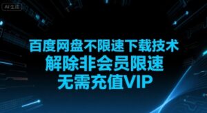 百度网盘不限速下载技术，解除非会员限速，无需充值VIP-淘米帮