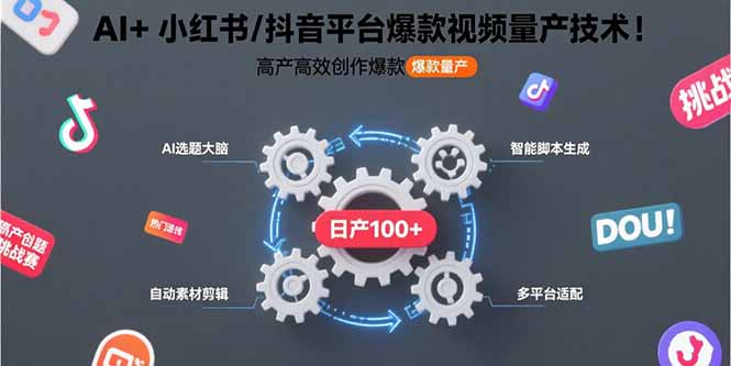 AI+小红书/抖音平台爆款视频量产技术：高产高效创作爆款视频！-淘米帮