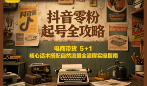 抖音零粉起号全攻略：电商带货 5+1 核心话术搭配自然流量全流程实操指南-淘米帮