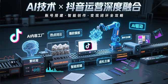 AI技术与抖音运营的深度融合应用：涵盖账号搭建、内容创作、收益变现等-淘米帮